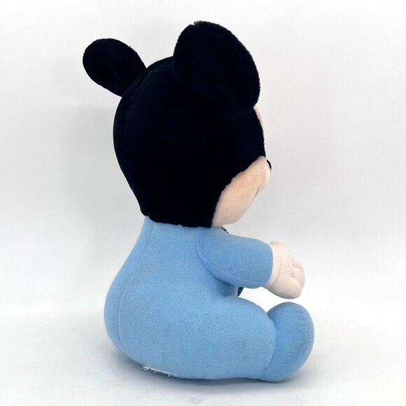 Disney Baby Mickey Mouse Plush Doll In Blue Sleepwear With Bib - Picture 6 of 15